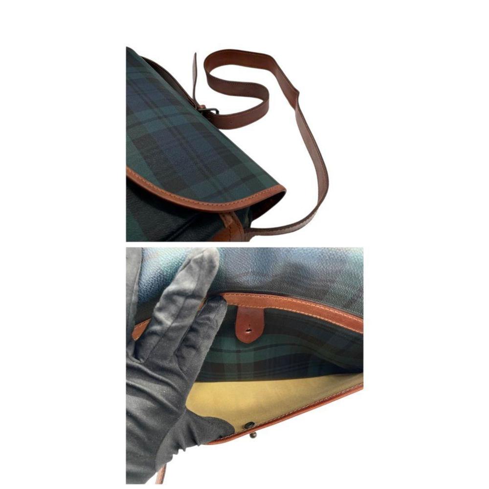 POLO RALPH LAUREN Shoulder Bag, Green Tartan Check Leather with Logo Plate an... - Picture 8 of 10